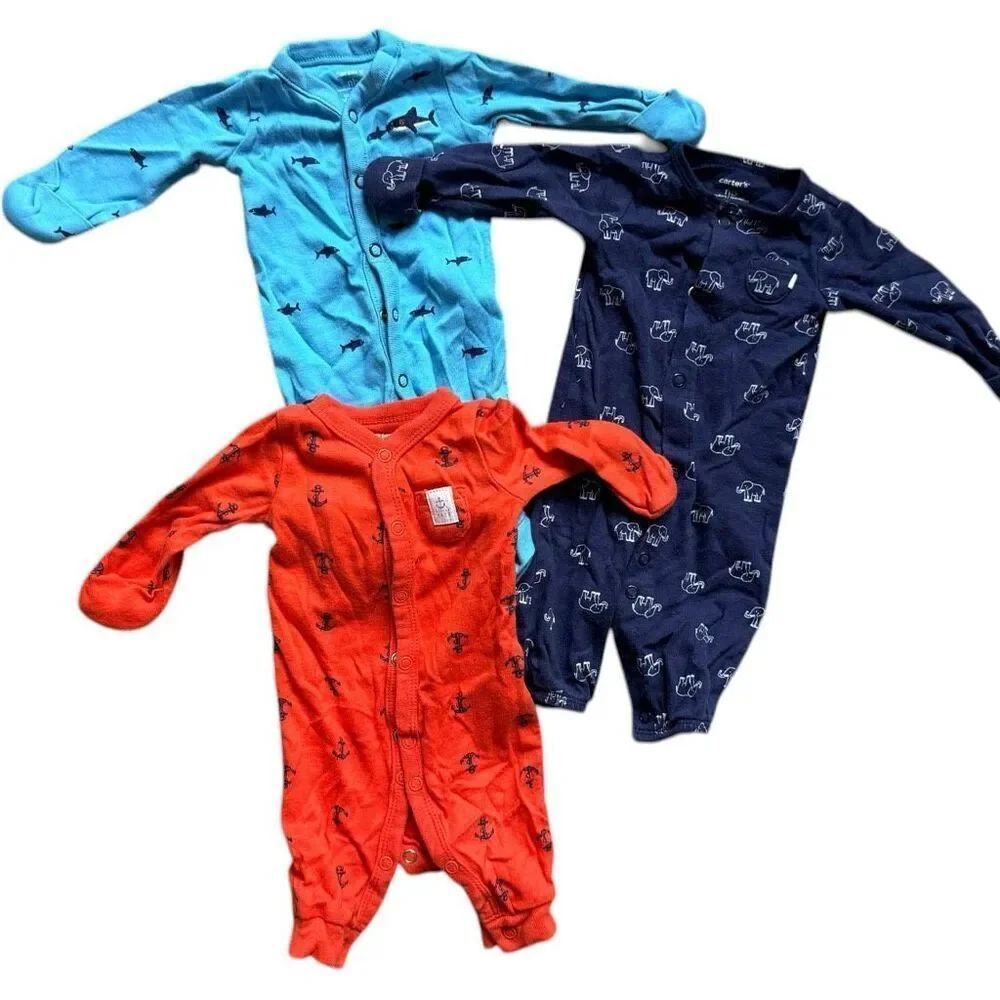 Baby Boys Carters Cotton Lightweight Footless Sleeper Pajamas - Sz N Newborn